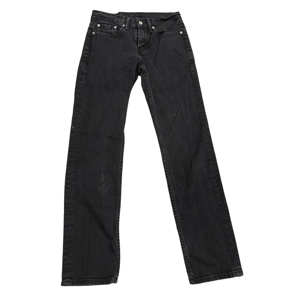 Levis 514 Straight Fit Black Denim Jeans Mens 28x32 Solid Dark Wash Pants
